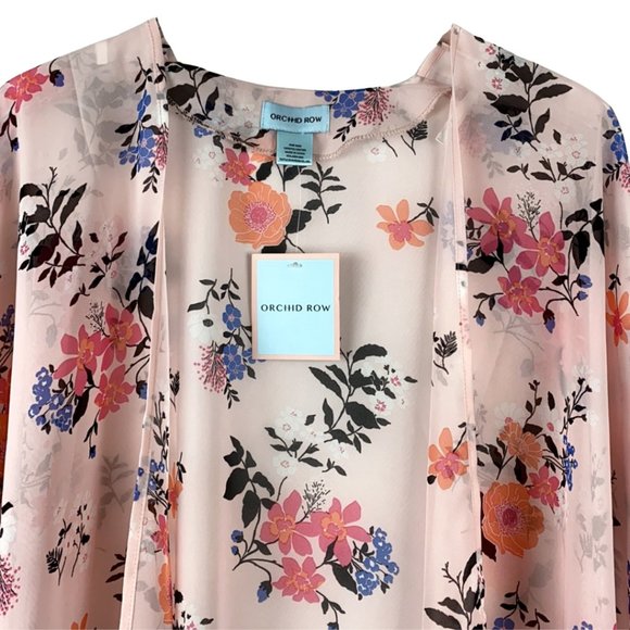 Orchid Row Floral Printed Chiffon Kimono - Picture 5 of 10